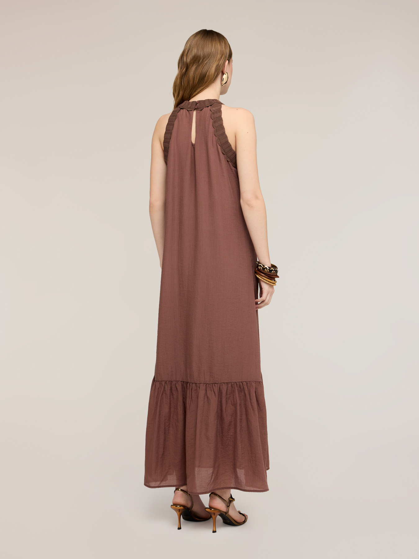 Vestito lungo in creponne misto lyocell image number 1