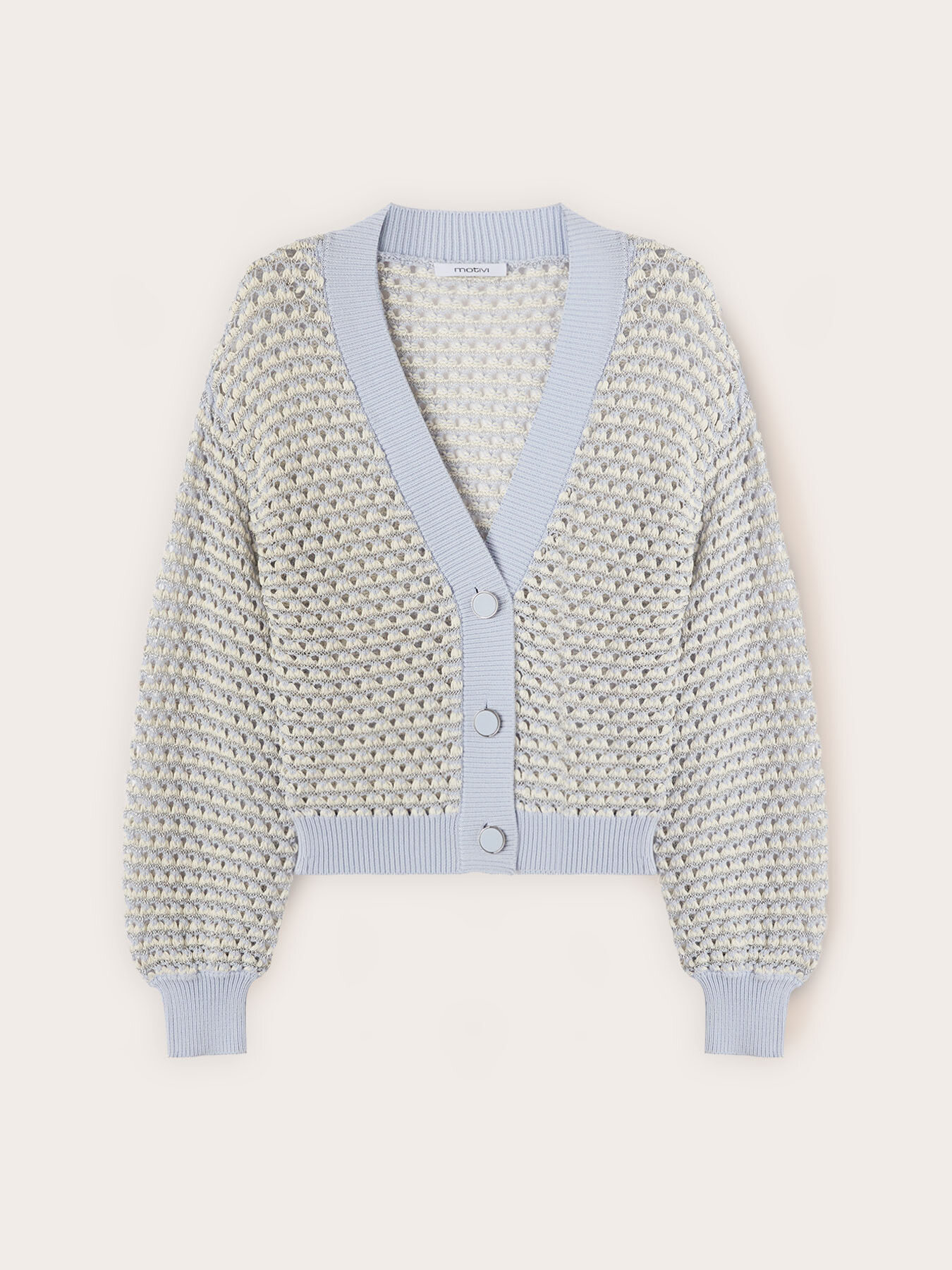 Cardigan corto in maglia lurex traforata image number 4