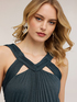 Vestito lungo in jersey lurex pliss&eacute; image number 3