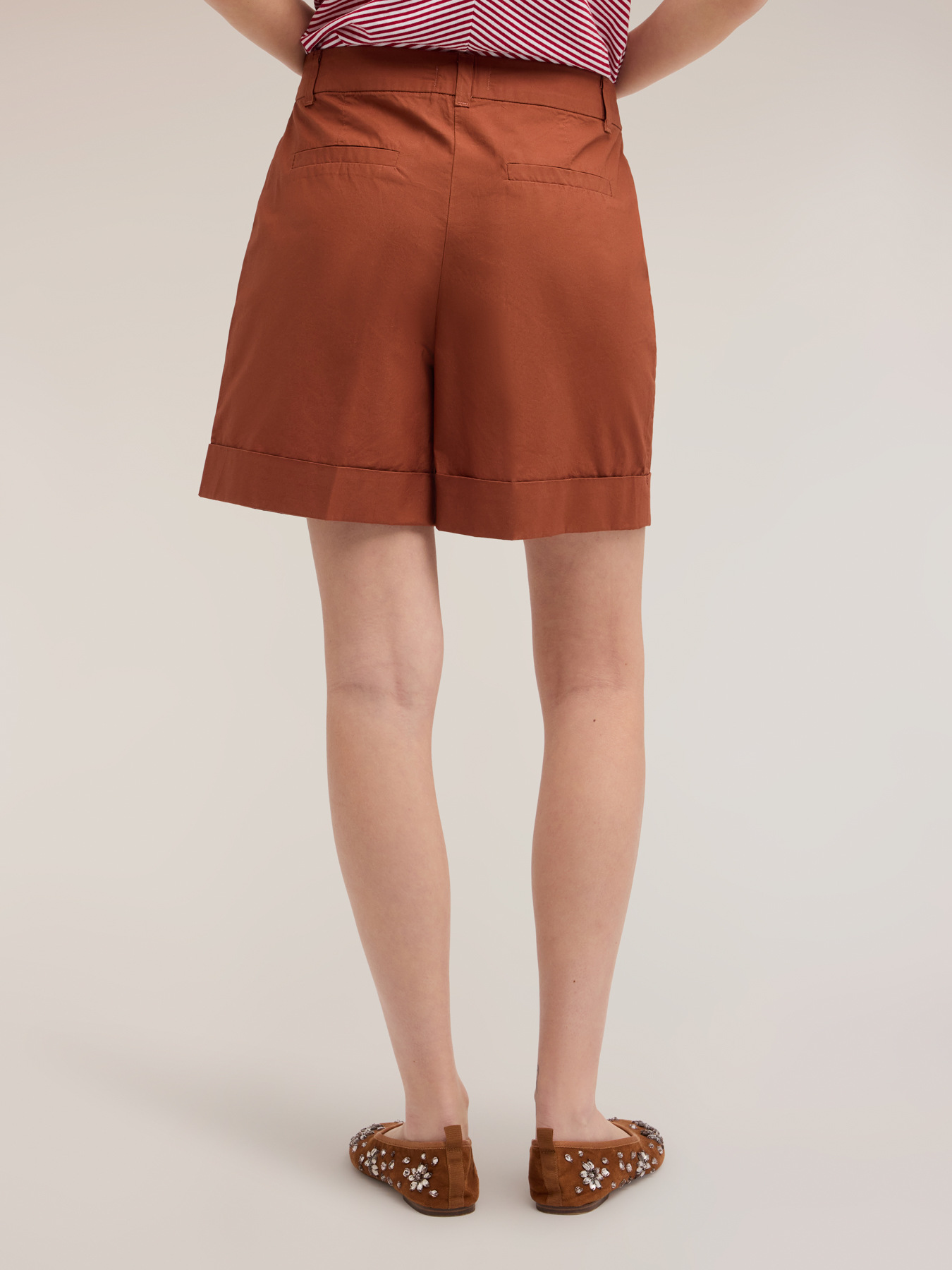 Shorts a vita alta in cotone image number 1